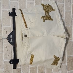 Desigual Women's Soft White Stretch Cotton Summer Shorts (Sz 24)